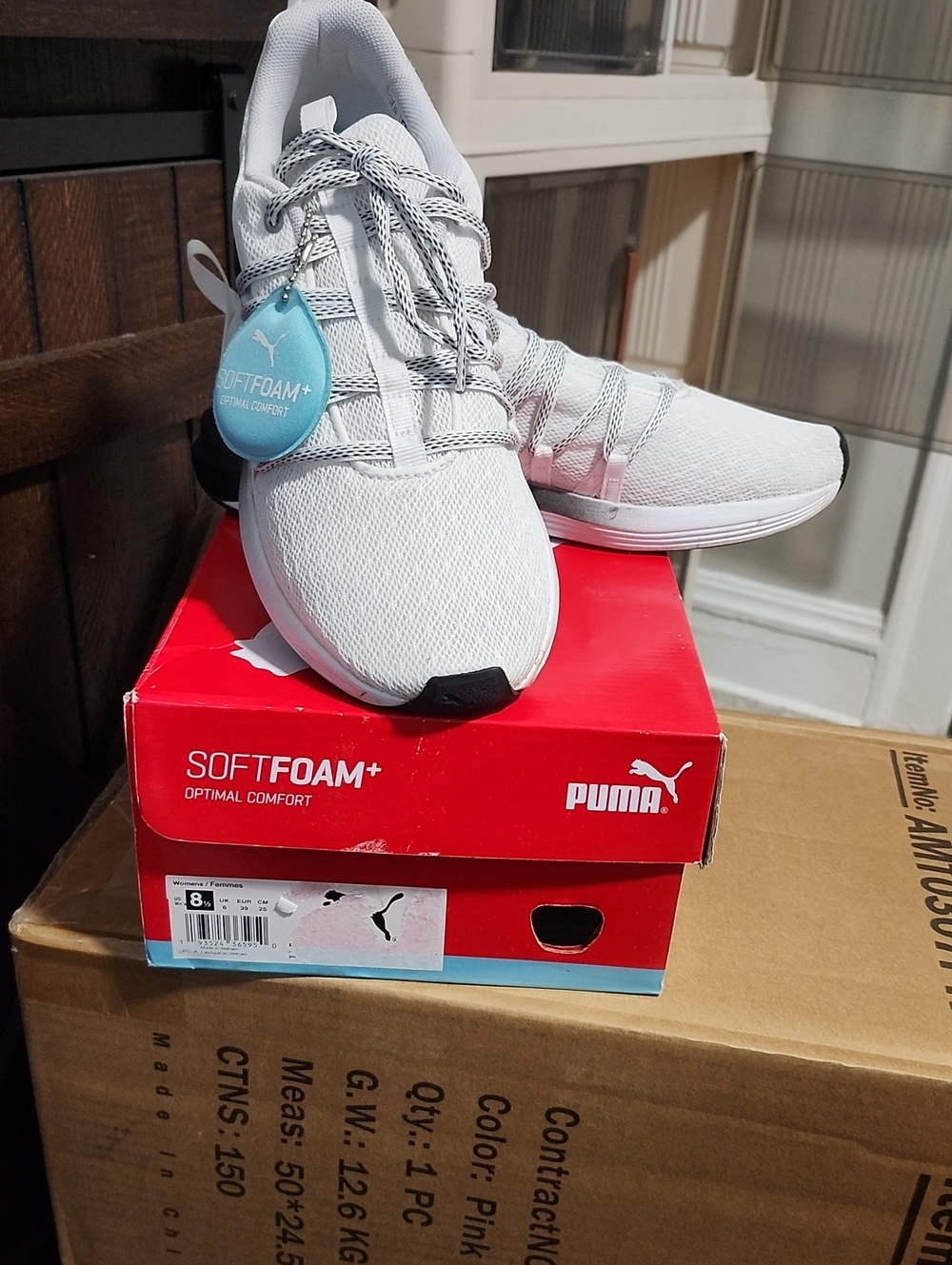 Puma White Mesh Lace-Up Sneakers